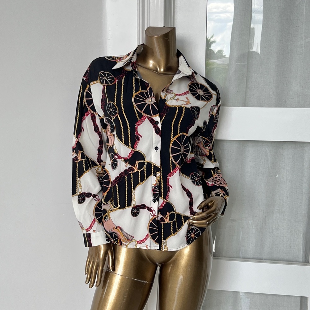 Brand New CBR Women's Black and White Button Down Shirt